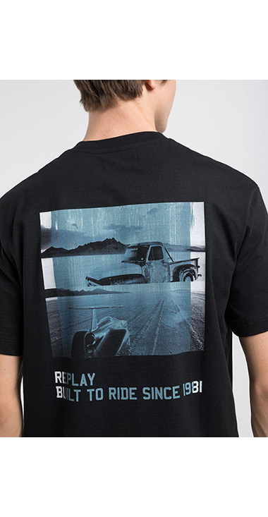 リラックスフィット ベーシックジャ－ジーコットンプリントTシャツ 詳細画像